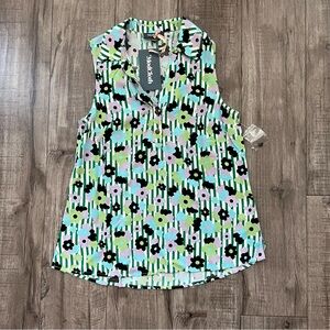 Modcloth XXS Striped Floral Part of the Plan Sleeveless Top NWT